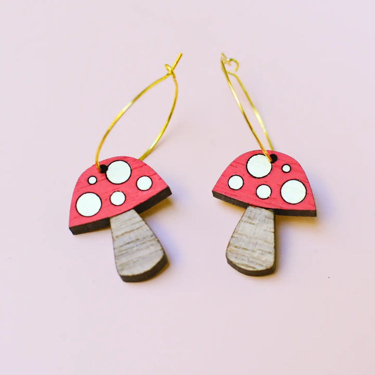 Mushroom Hoop Earrings