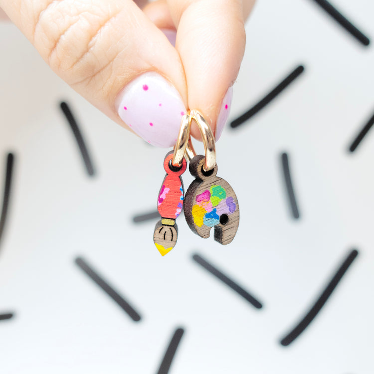 Artist Paint Palette Huggie Earrings