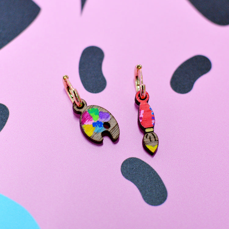 Artist Paint Palette Huggie Earrings