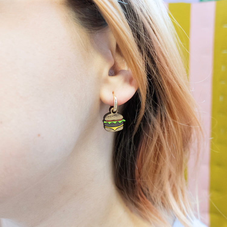 Burger and Fries Huggie Earrings