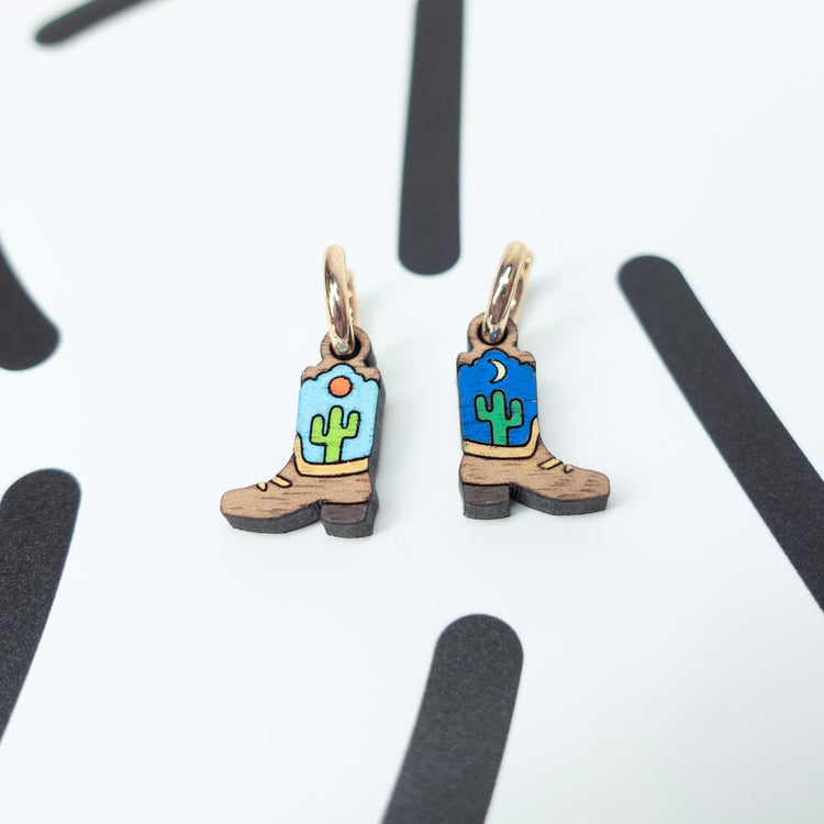 Cowboy Boots Huggie Earrings