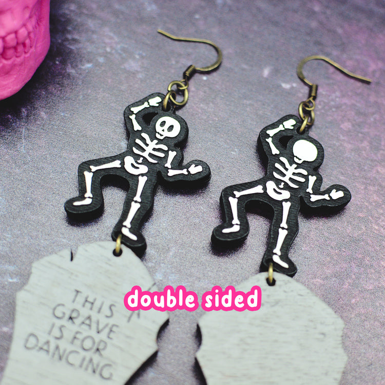 Halloween Dancing Skeleton Statement Earrings