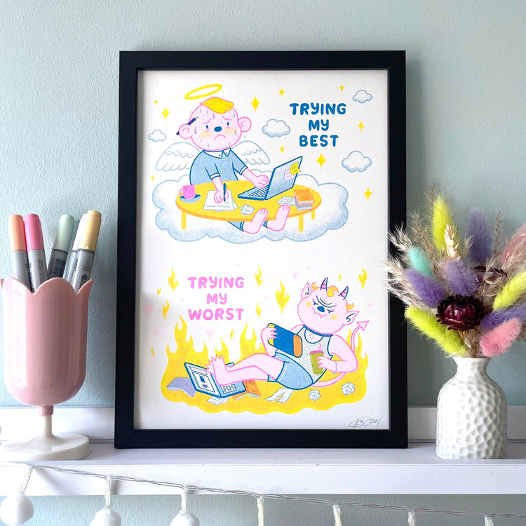 Trying My Best, Trying My Worst A4 Print