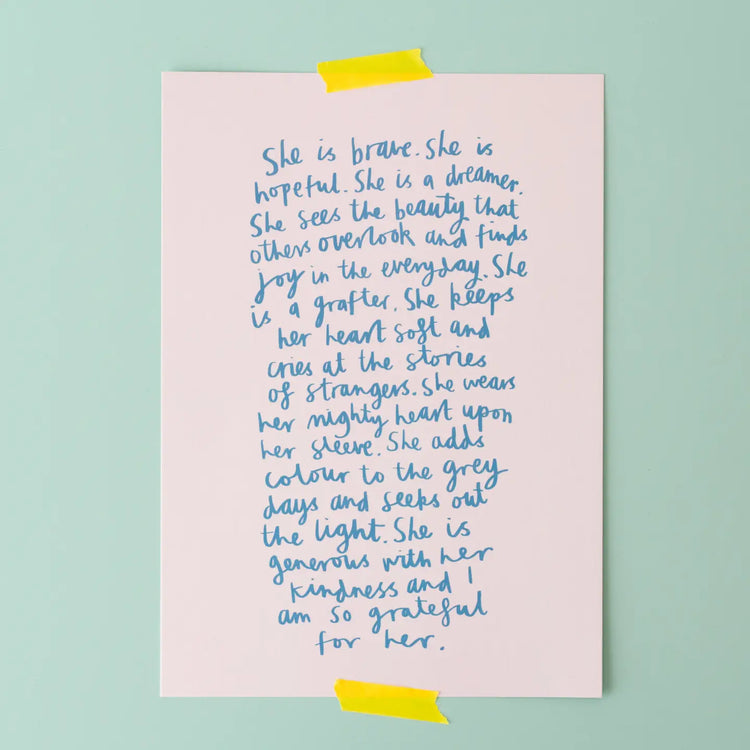 She Is Brave Motivational A4 Print