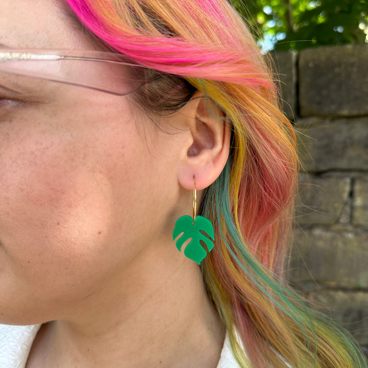 Monstera Hoop Earrings