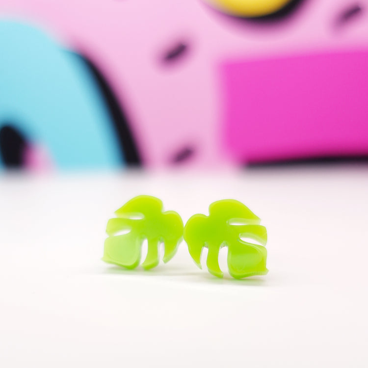 Monstera Stud Earrings