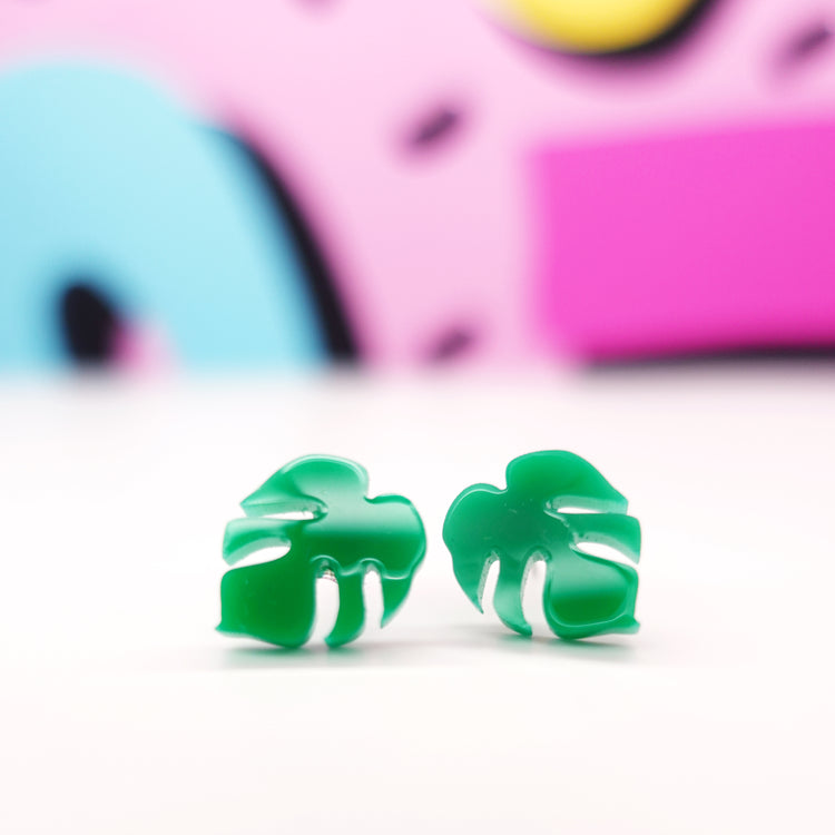 Monstera Stud Earrings