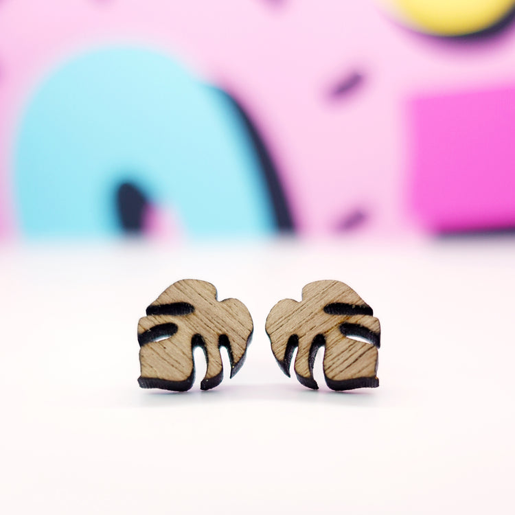 Monstera Stud Earrings