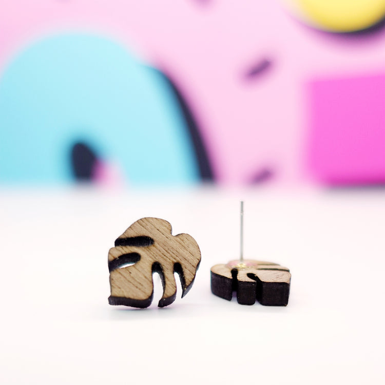 Monstera Stud Earrings