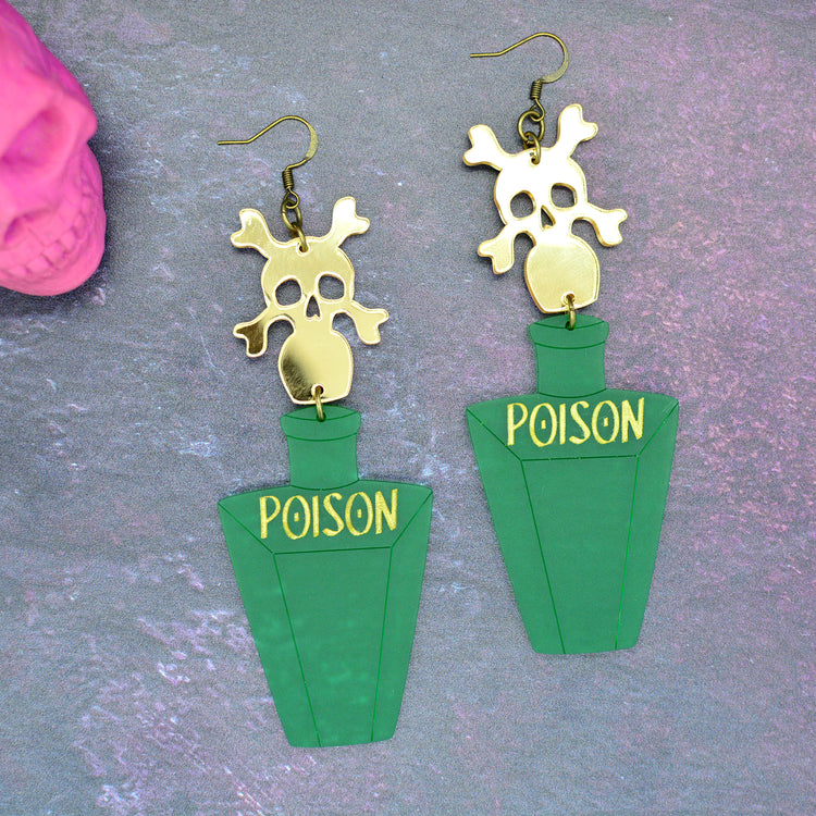 Halloween Poison Bottle Statement Earrings