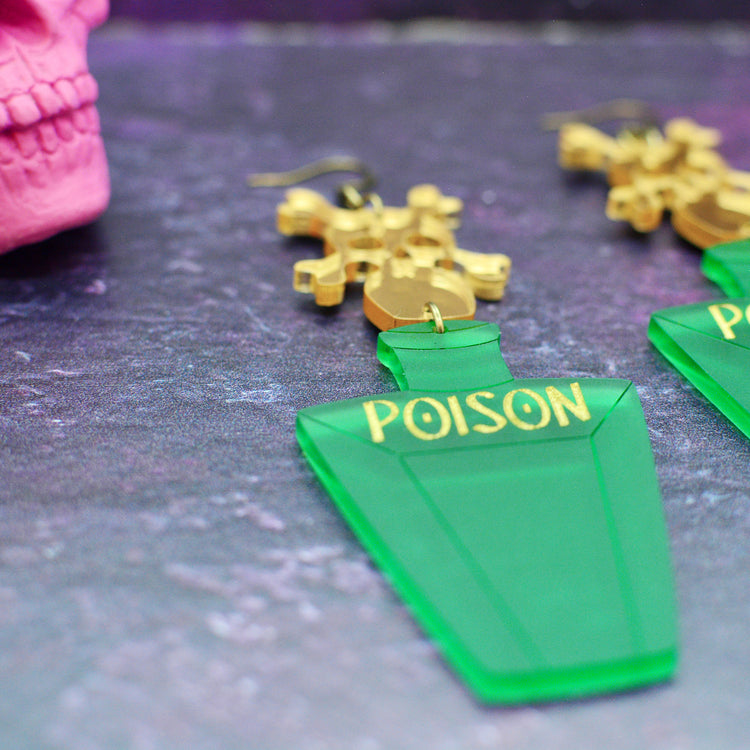 Halloween Poison Bottle Statement Earrings
