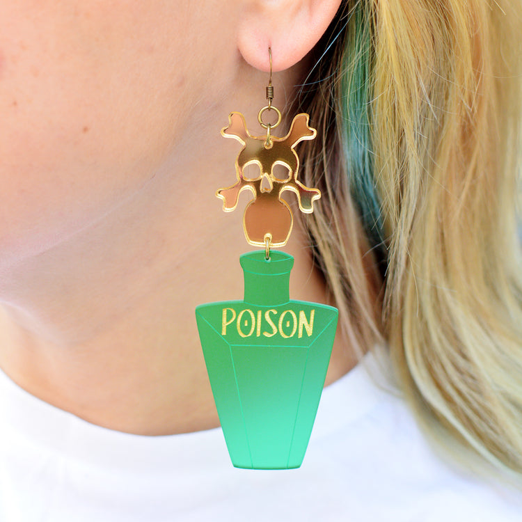 Halloween Poison Bottle Statement Earrings
