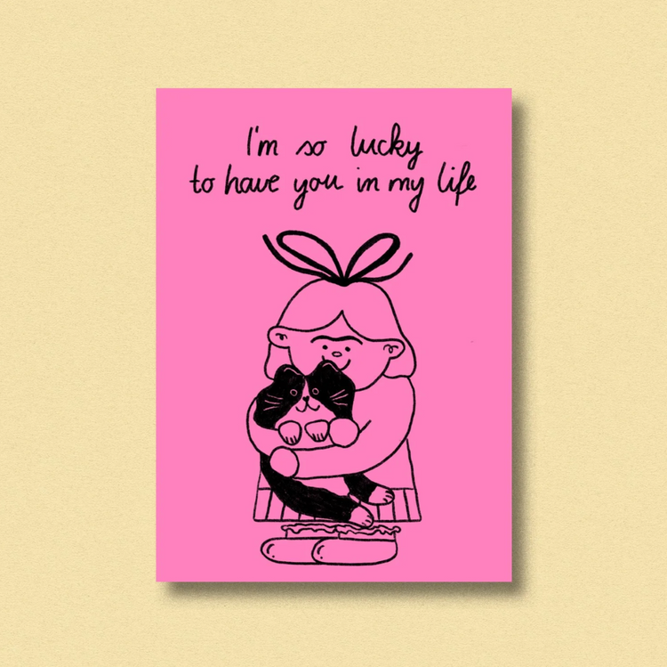 Lucky To Have You Cat Postcard Print