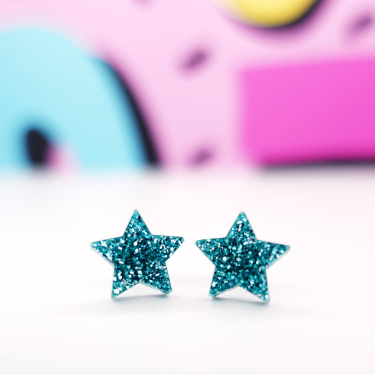 Glitter Star Stud Earrings