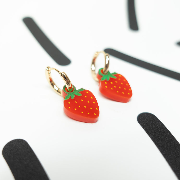 Strawberry Huggie Earrings