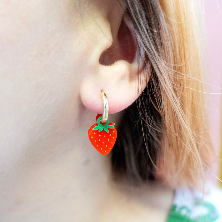 Strawberry Huggie Earrings