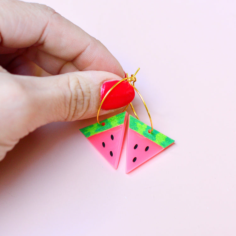 Watermelon Hoop Earrings