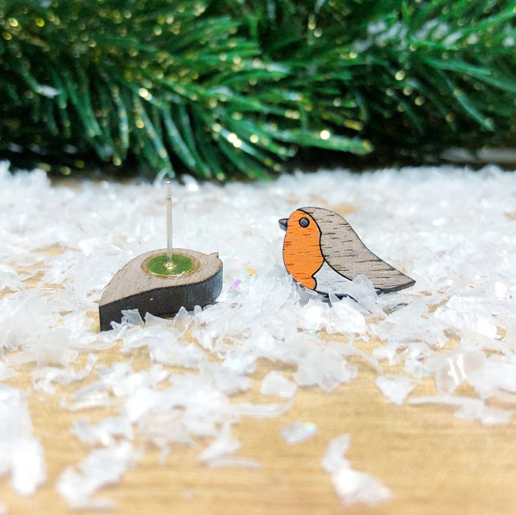 Christmas Robin Stud Earrings