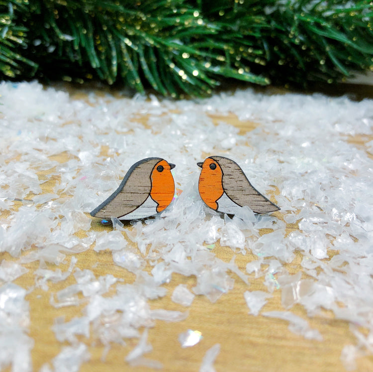 Christmas Robin Stud Earrings