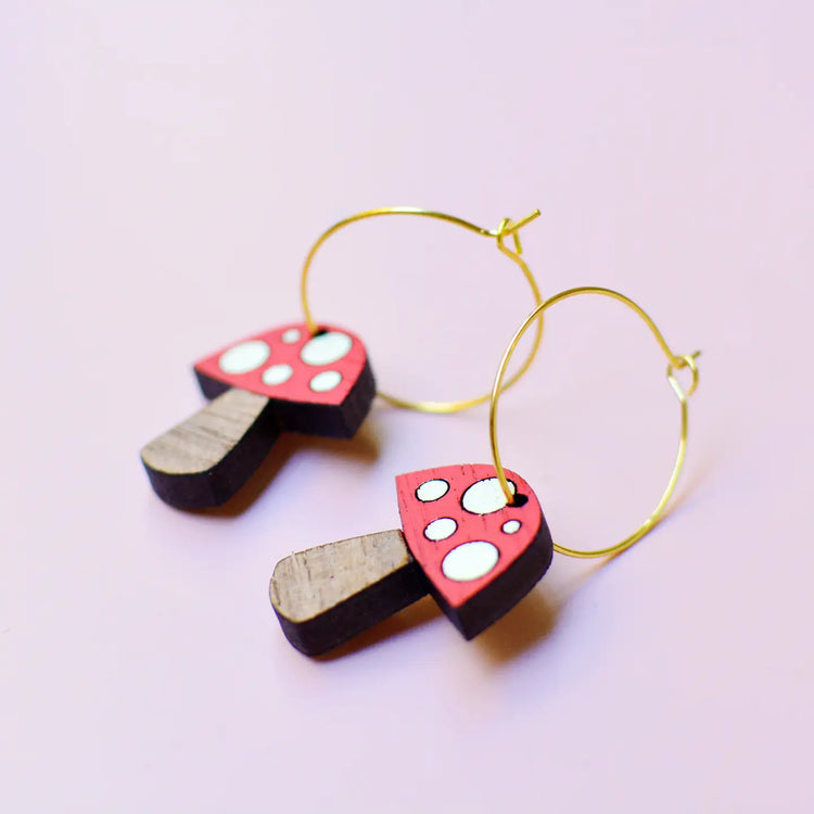 Mushroom Hoop Earrings
