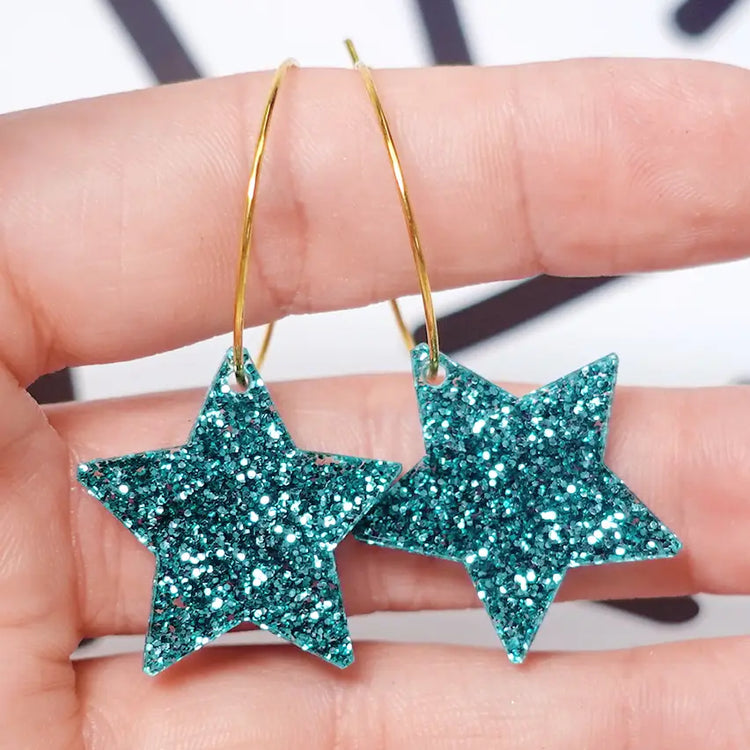 Glitter Star Hoop Earrings