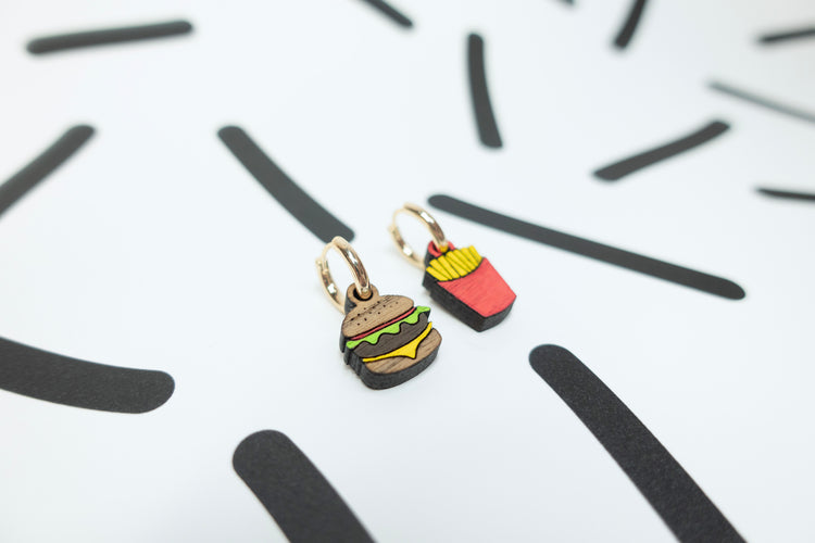 Burger and Fries Huggie Earrings