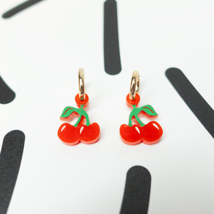 Cherries Huggie Earrings