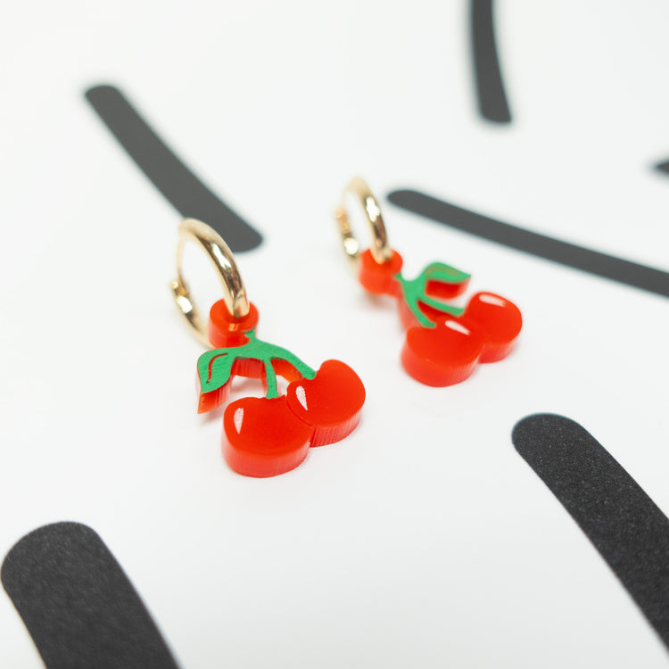 Cherries Huggie Earrings