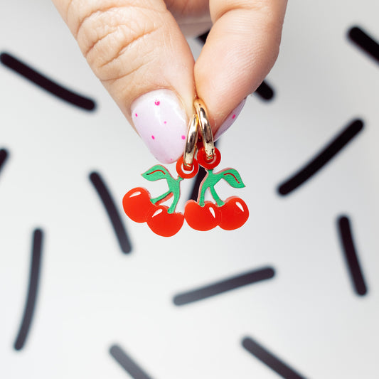 Cherries Huggie Earrings