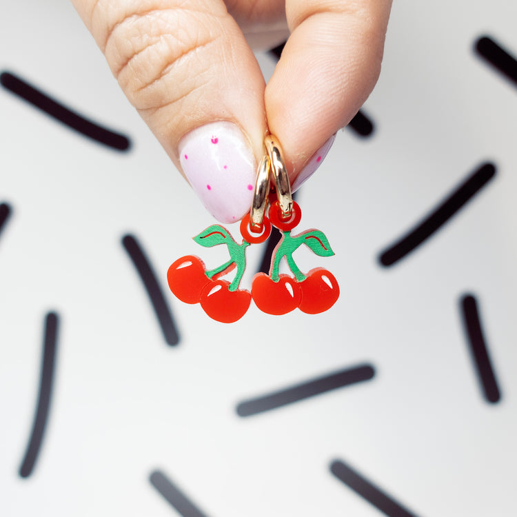 Cherries Huggie Earrings