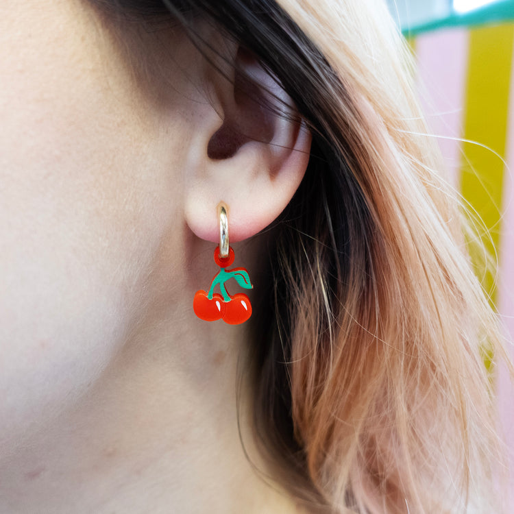 Cherries Huggie Earrings
