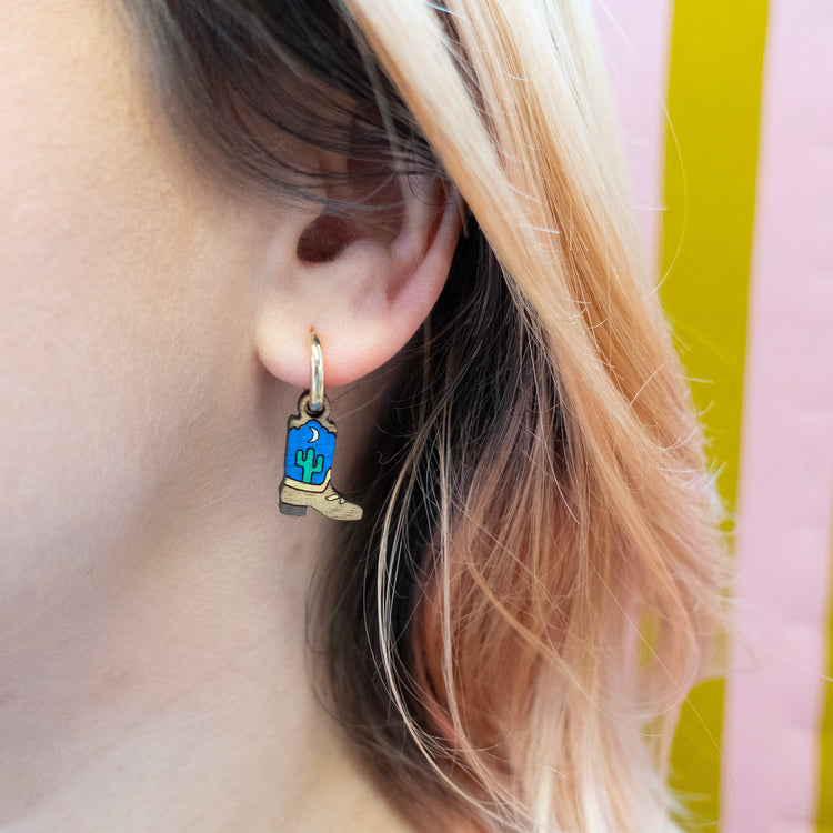 Cowboy Boots Huggie Earrings