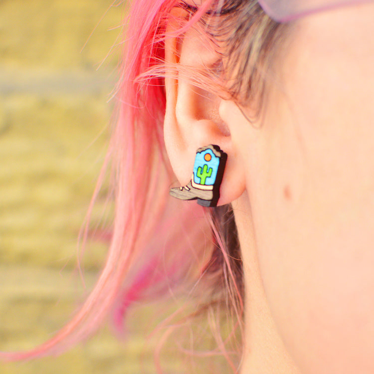 Cowboy Boot Stud Earrings