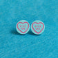 Valentines Sweetie Love Heart Kiss Me Mint Green Stud Earrings