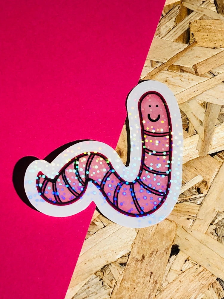Glitter Worm Sticker