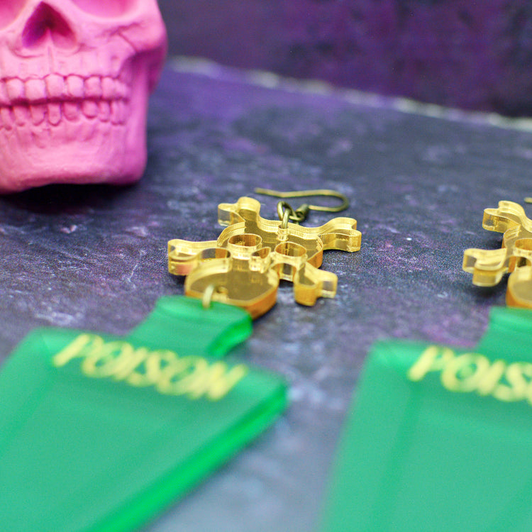Halloween Poison Bottle Statement Earrings
