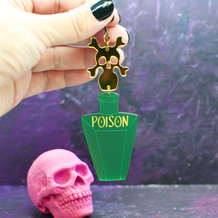 Halloween Poison Bottle Statement Earrings