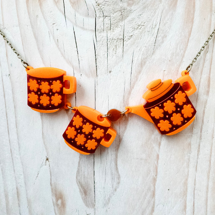 Retro Teaset Statement Necklace