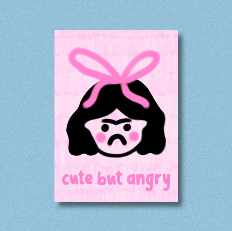 Cute But Angry Postcard Print