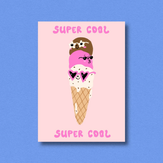 Super Cool Ice Cream Postcard Print