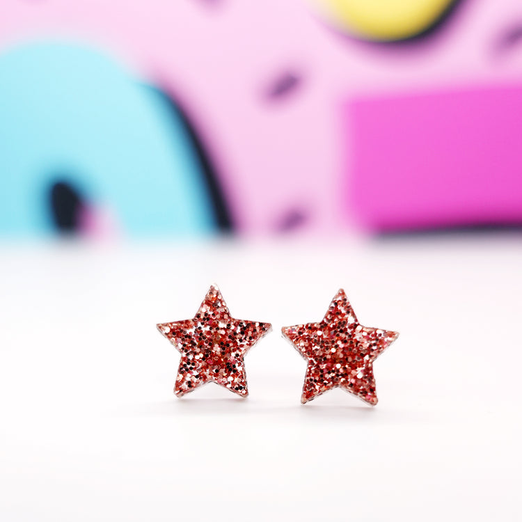 Glitter Star Stud Earrings