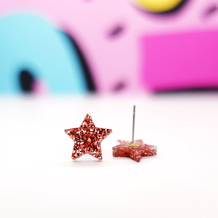 Glitter Star Stud Earrings