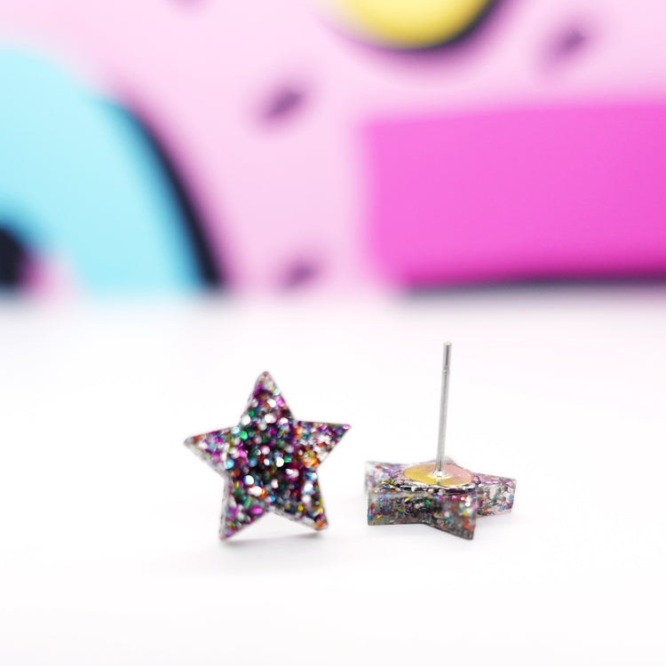 Glitter Star Stud Earrings