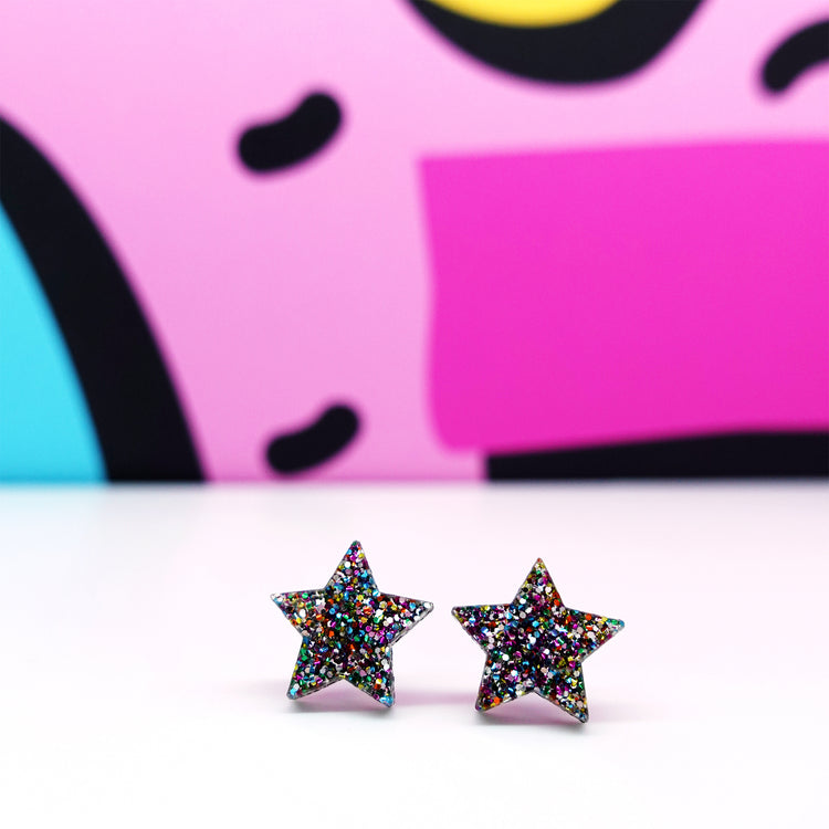 Glitter Star Stud Earrings