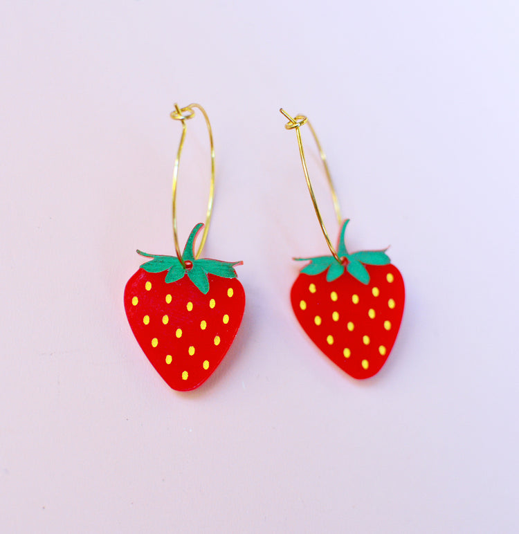 Strawberry Hoop Earrings