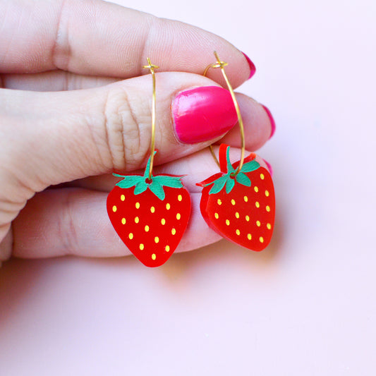 Strawberry Hoop Earrings