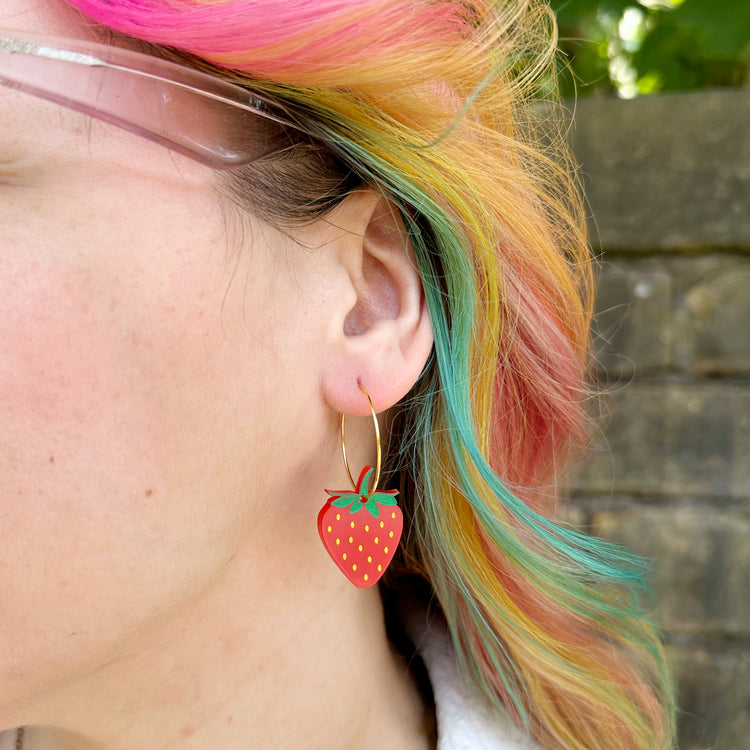 Strawberry Hoop Earrings