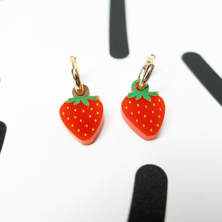 Strawberry Huggie Earrings