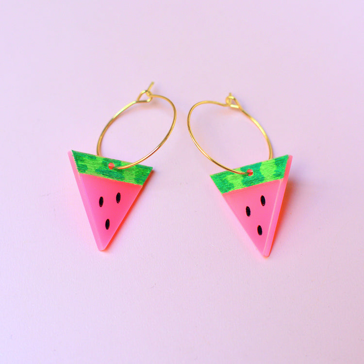 Watermelon Hoop Earrings