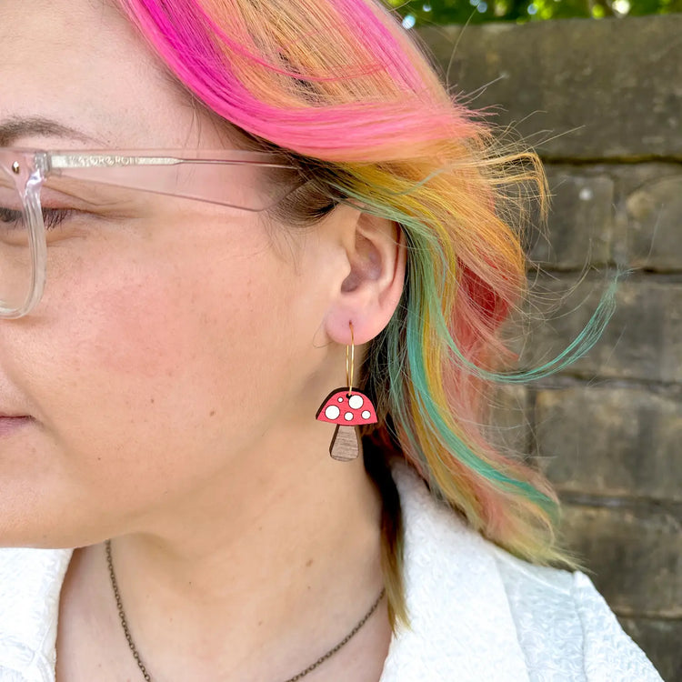 Mushroom Hoop Earrings